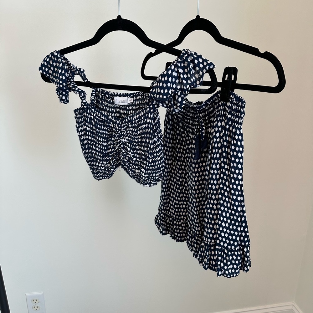 Tiare Hawaii Navy and White Polka Dot Ensemble